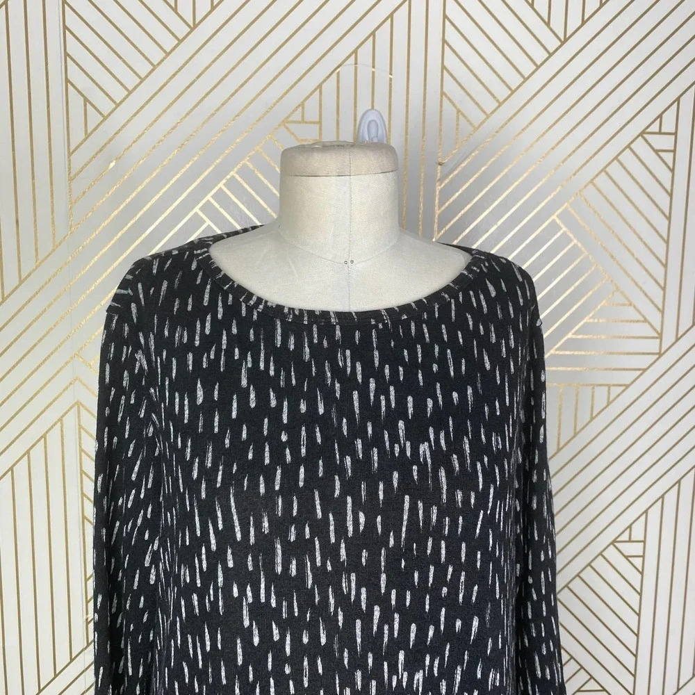 Clara Sun Woo Black Brushstroke Printed Knit Tunic Dress Size US Medium - Picture 3 of 8